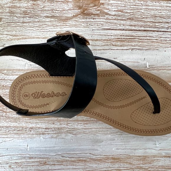Weeboo Black Thong Sandals with Buckle, Flats, Size 9, Gladiator Style, EUC! - Picture 5 of 10